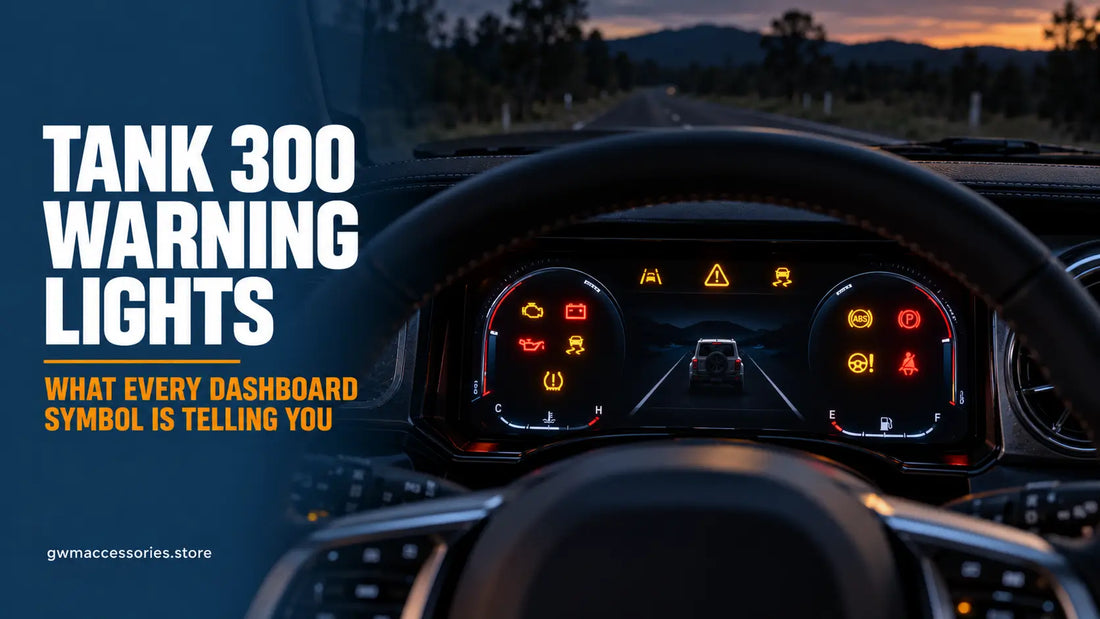 GWM Tank 300 warning lights and dashboard symbols displayed on the digital instrument cluster