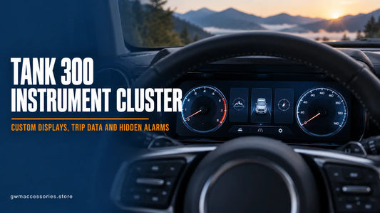TANK 300 instrument cluster showing digital gauges trip data and vehicle information displays