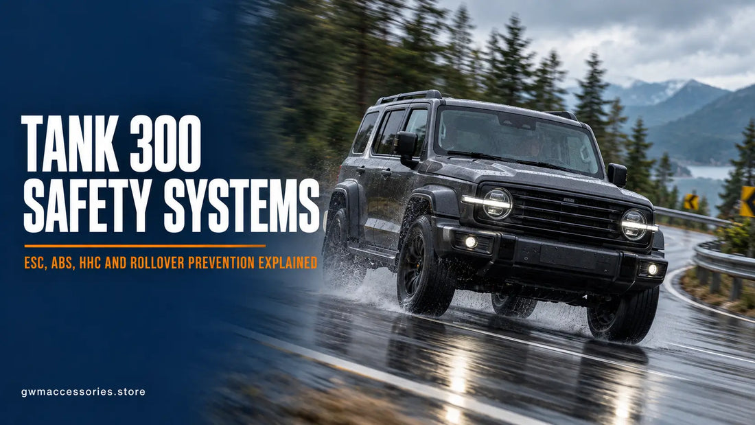TANK 300 safety systems explained including ESC ABS HHC and rollover prevention