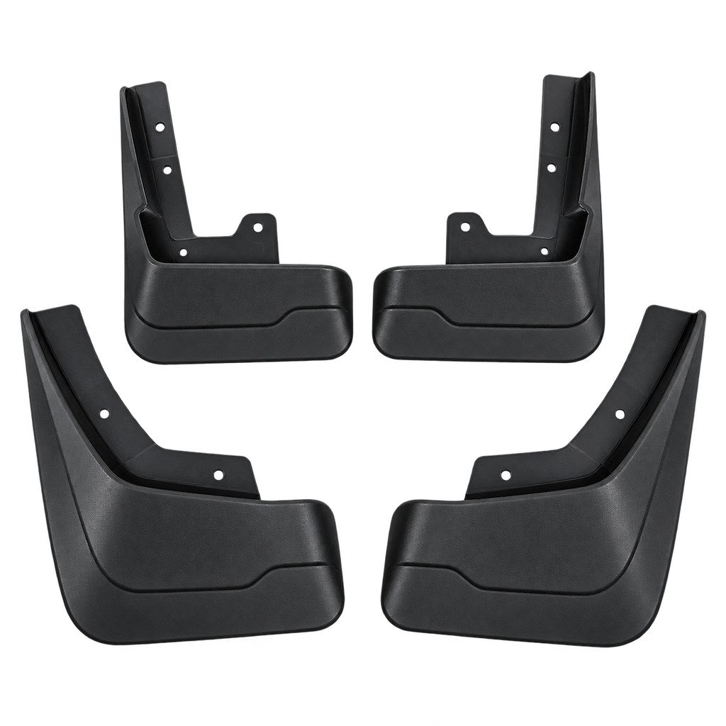 Four-piece set of black front and rear wheel mud flaps for Great Wall King Kong Poer, featuring a plain black finish and moulded contours.