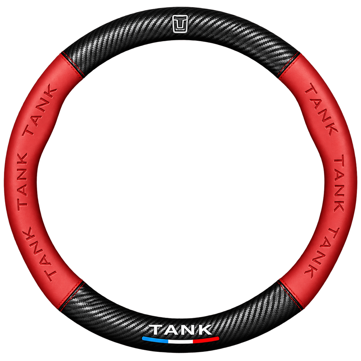 Red carbon fiber Nappa leather steering wheel cover for Great Wall Tank 300 and Tank 500 2022–2023