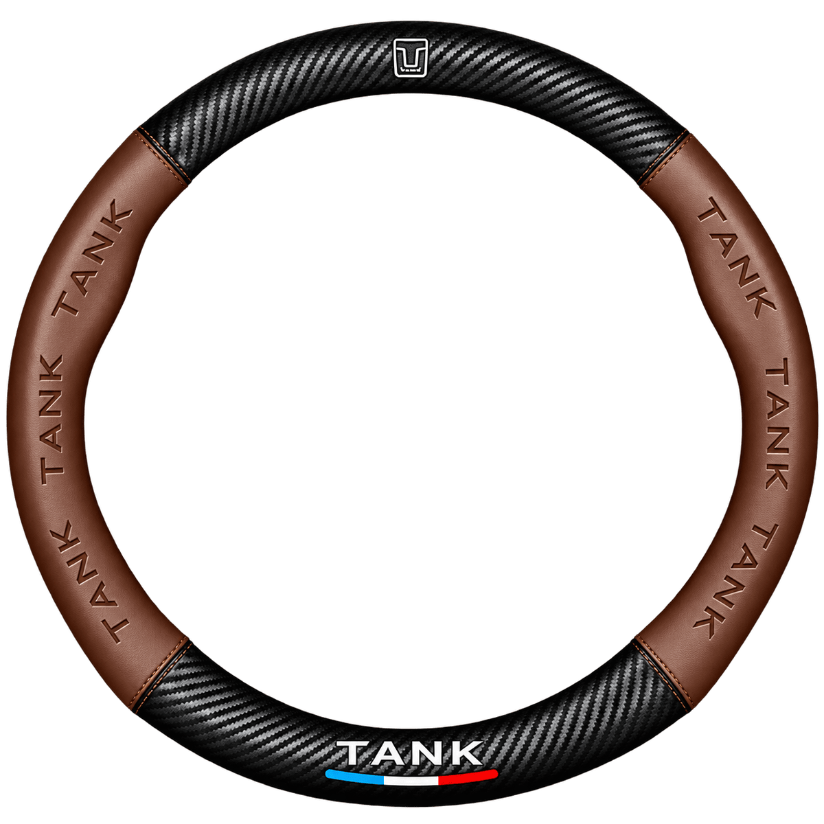 Brown carbon fiber Nappa leather steering wheel cover for Great Wall Tank 300 and Tank 500 2022–2023