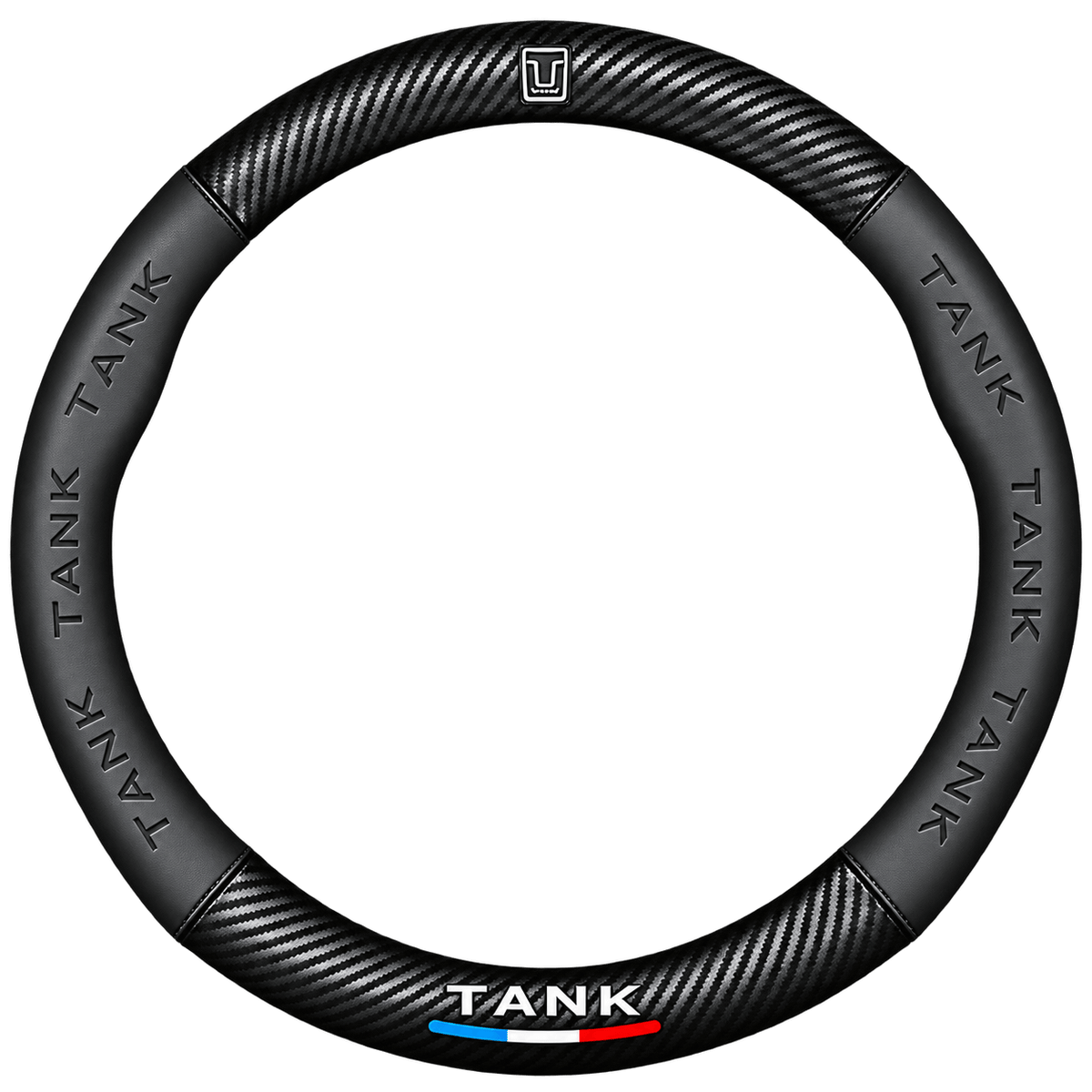 Black carbon fiber Nappa leather steering wheel cover for Great Wall Tank 300 and Tank 500 2022–2023