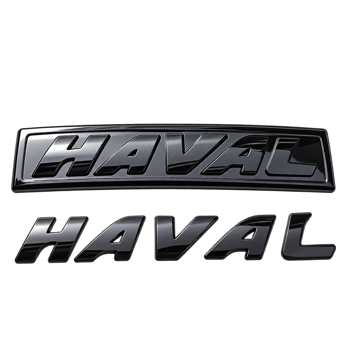 Haval H6 GT glossy black 2 piece logo emblem with italic letters