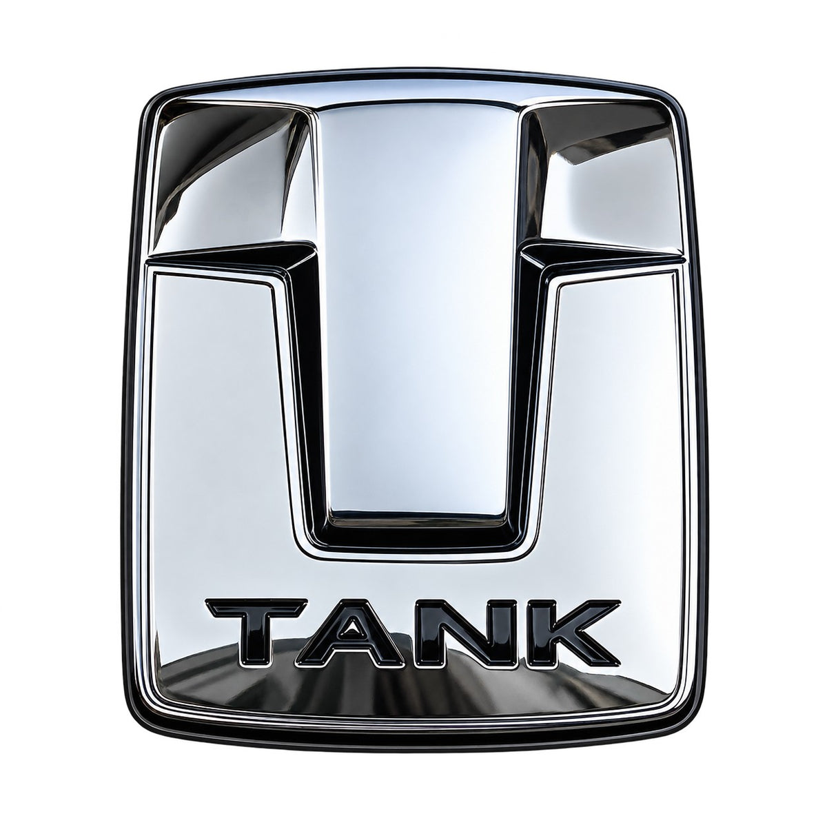 Great Wall Tank 300 3D ABS bright black front emblem badge isolated on a transparent background