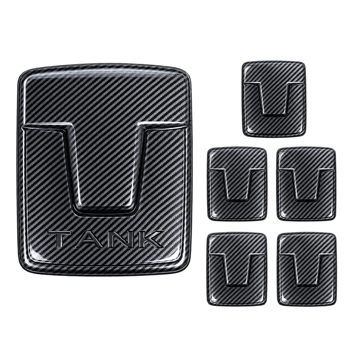 Great Wall Tank 300 3D ABS front emblem badge 6 piece set with carbon fiber finish