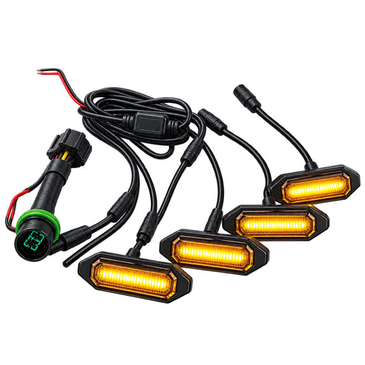 Great Wall TANK 300 grille yellow LED light kit with wiring harness and four amber LED lights