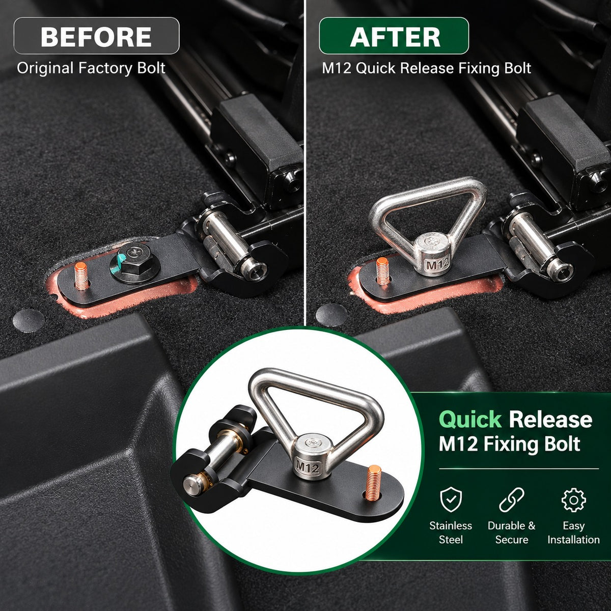 Great Wall Tank 300 M12 quick release fixing bolt before and after rear seat installation