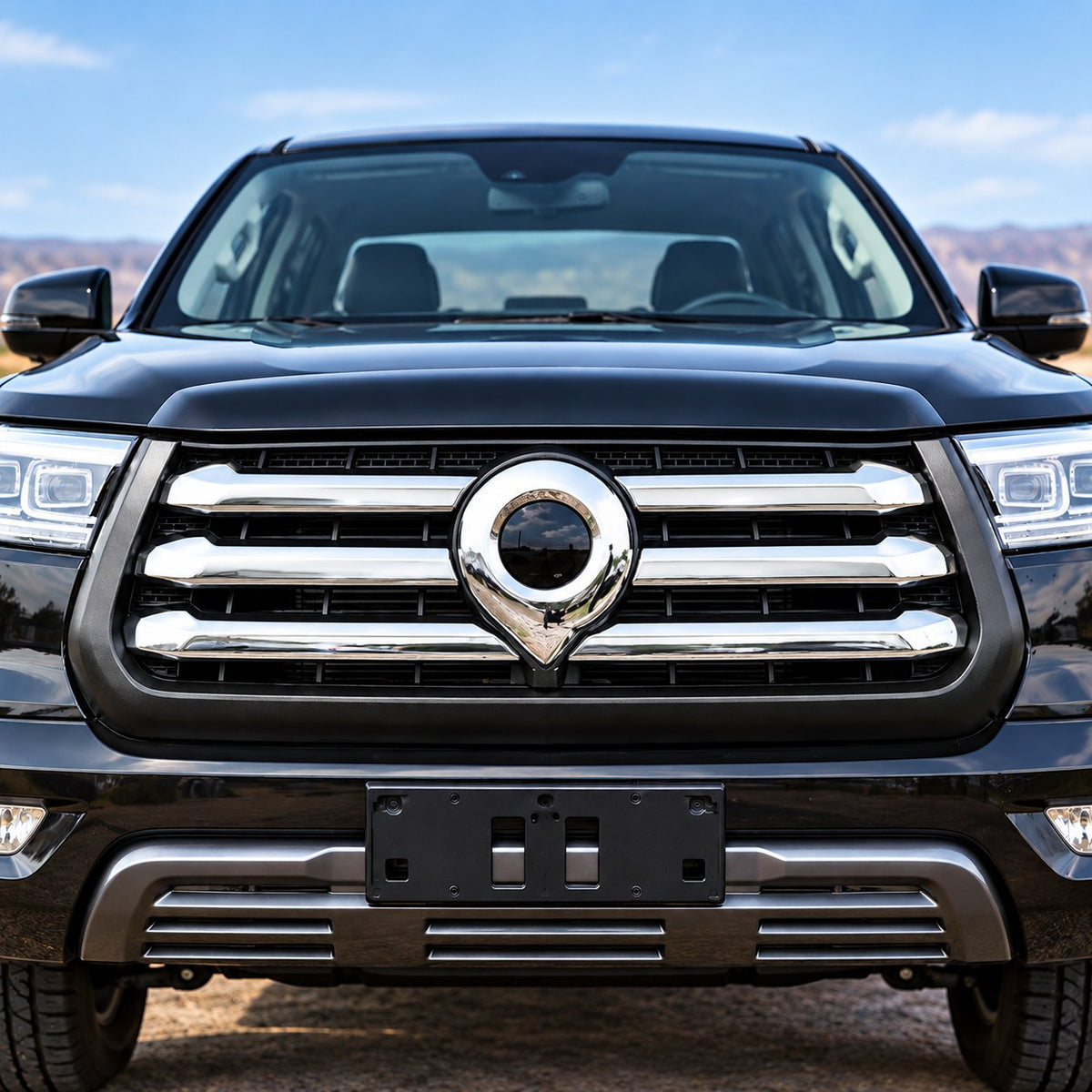 GWM Cannon 2024-2025 with chrome front grille hood trim installed