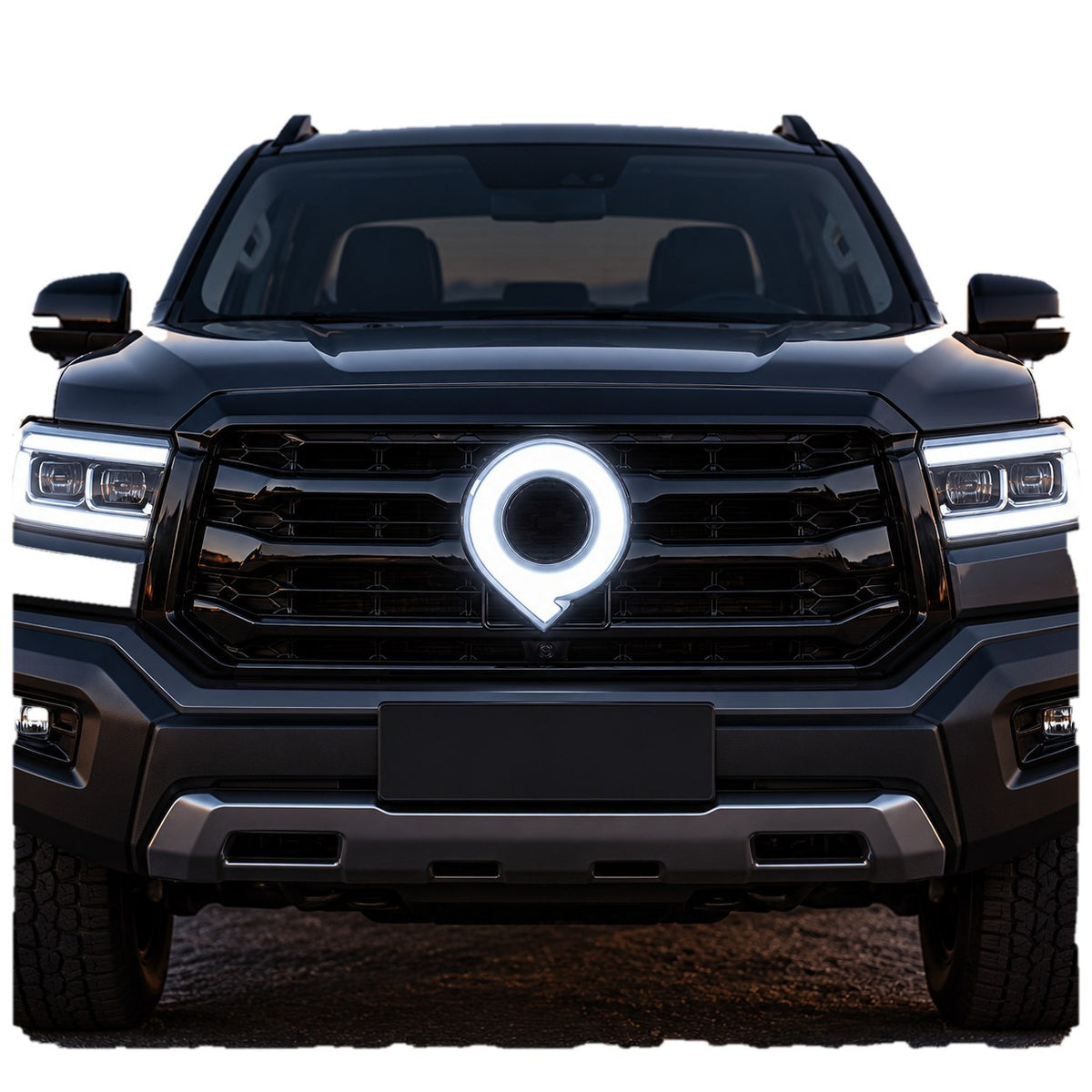 GWM Cannon front LED illuminated logo installed on the vehicle grille