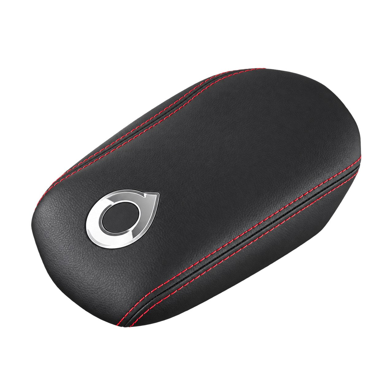 Black armrest box cover with red stitching and silver emblem for GWM Cannon King Kong