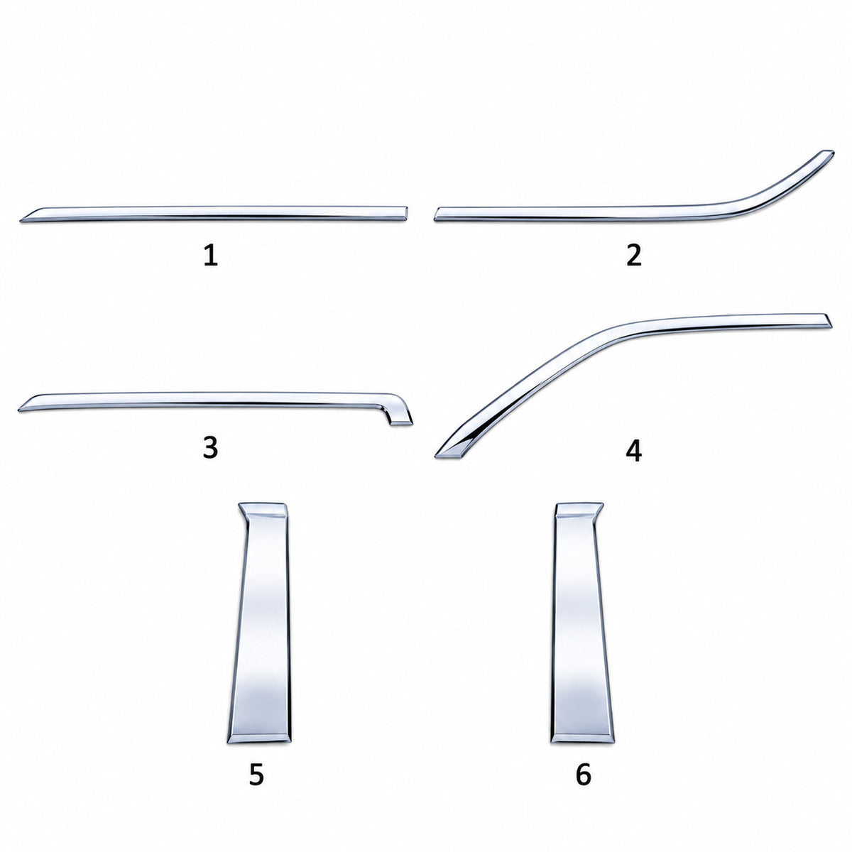 Chrome window trim installation detail showing protective film removal and adhesive backing