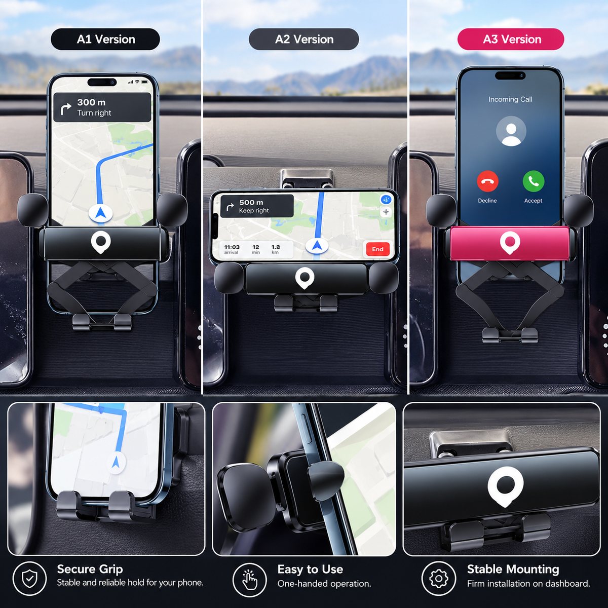 GWM Cannon King Kong dashboard phone holder A1 A2 and A3 versions installed for mobile phone navigation and everyday use