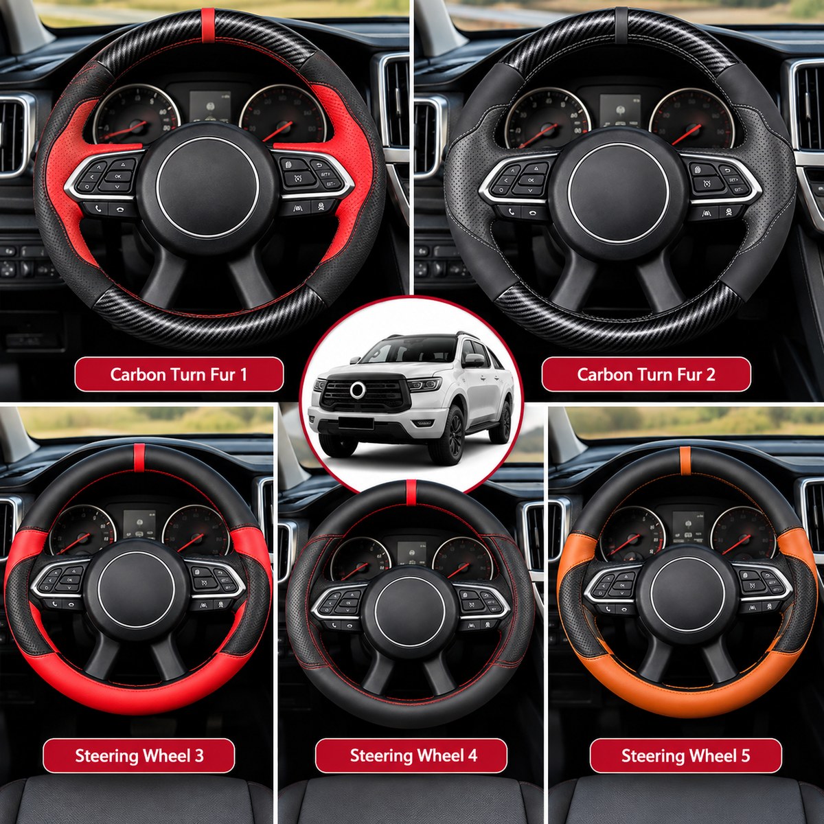 GWM Cannon steering wheel covers installed in five interior variants