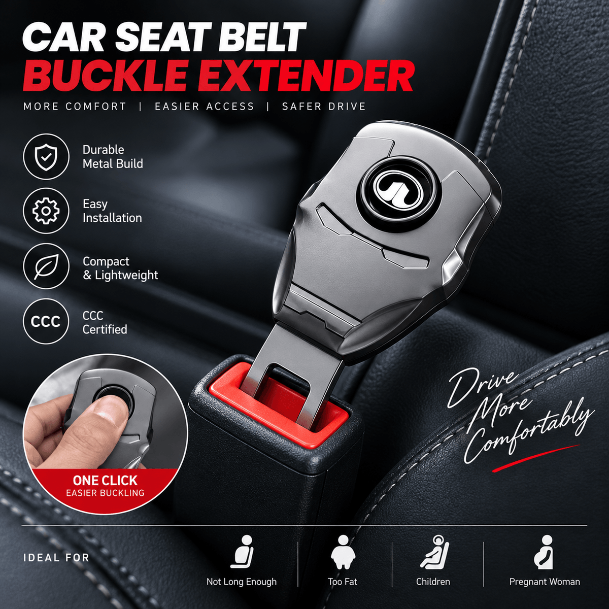 GWM Great Wall seat belt buckle extender installed in car seat belt receiver