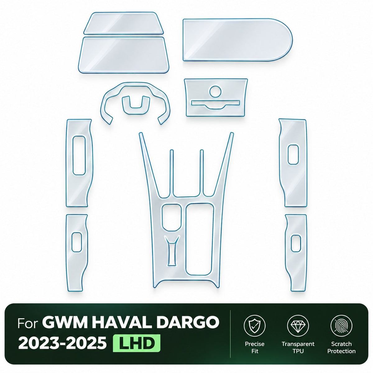 GWM Haval Dargo 2023-2025 LHD transparent TPU interior protective film kit