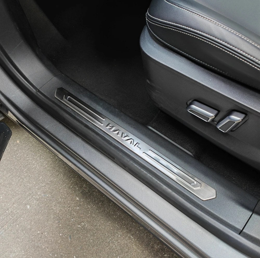GWM HAVAL H6 stainless steel door sill scuff plate installed on front door