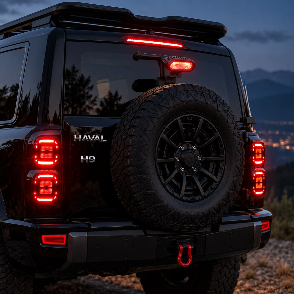 GWM HAVAL H9 2024-2025 tailgate warning light installed from rear left view