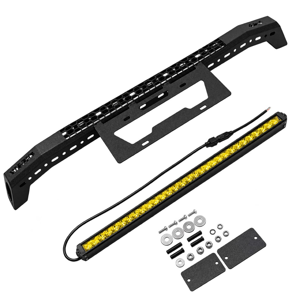 GWM Haval H9 2024-2025 front bumper guard with LED light isolated