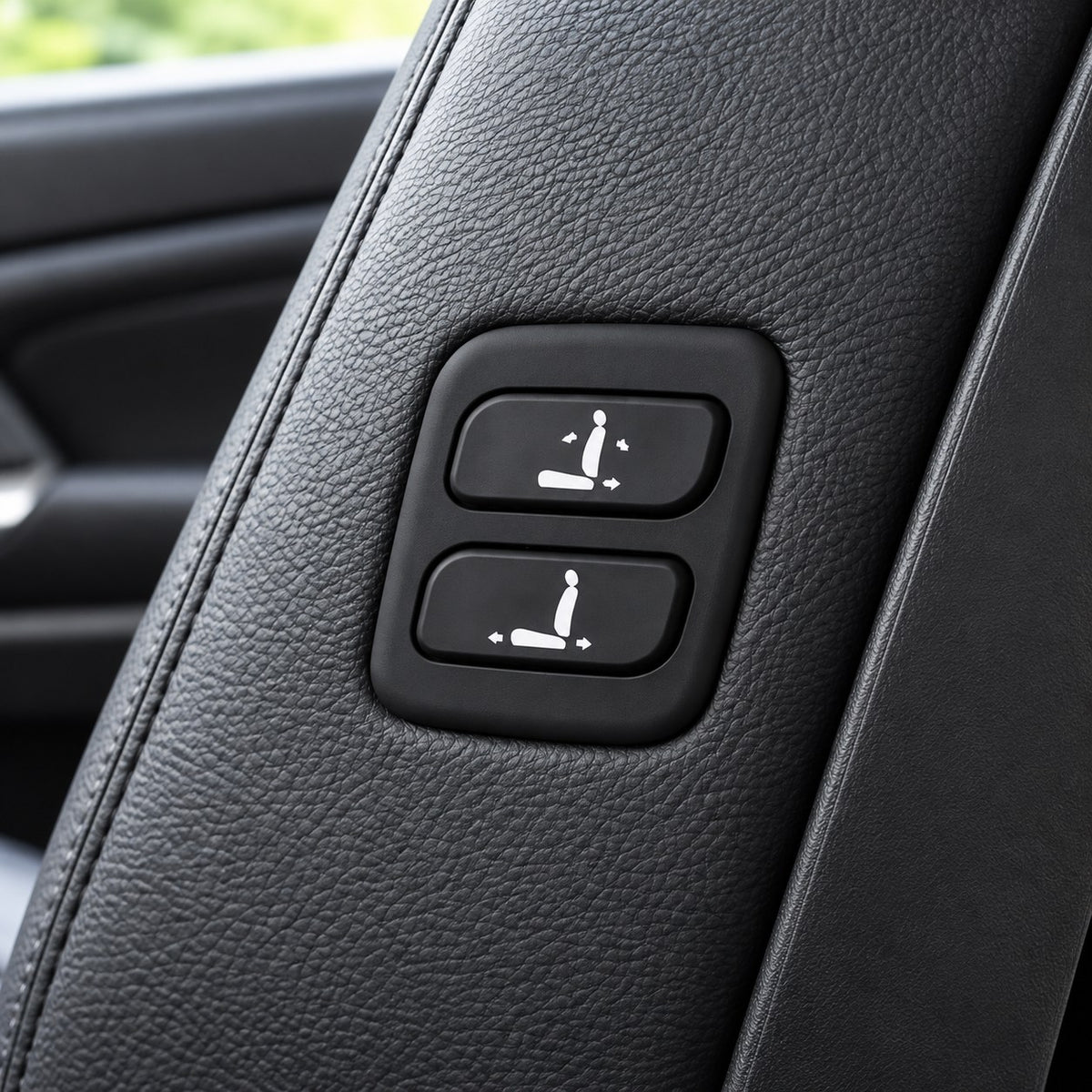 GWM Haval H9 front passenger seat adjustment button installation showing wiring, control module and installed button
