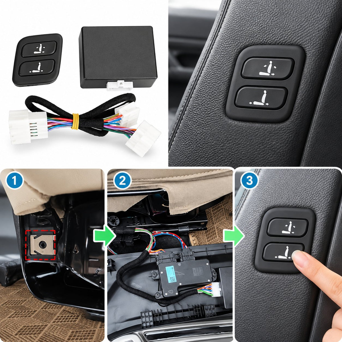 GWM Haval H9 front passenger seat adjustment button installed on the interior seat panel
