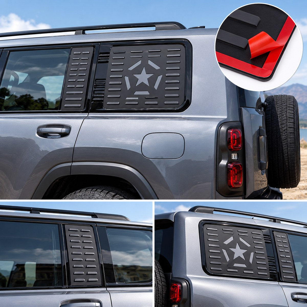 GWM Haval H9 rear and side window protective mesh net installed