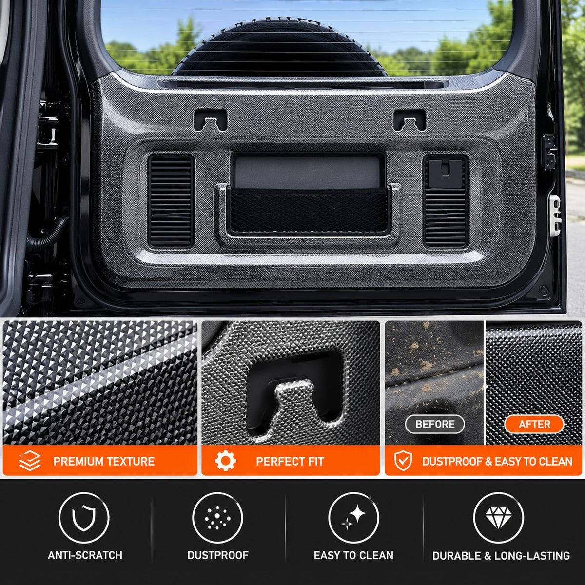 GWM Haval H9 rear tailgate interior trim panel showing textured surface, fitted design and dust protection