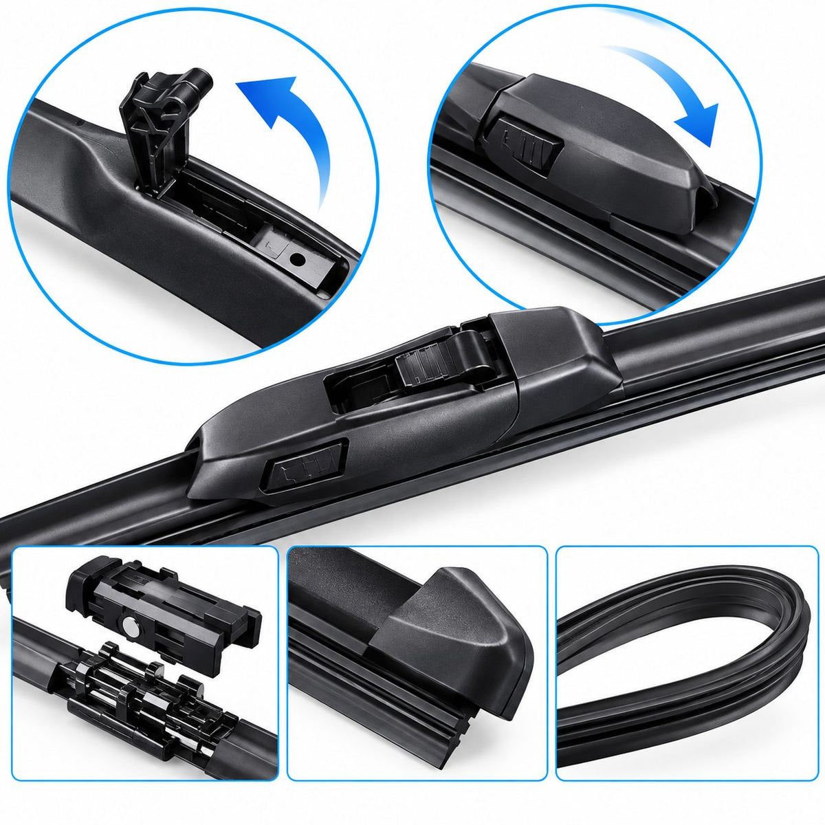 Close-up mechanism and connector details of GWM Pao Poer Cannon P-Series wiper blade