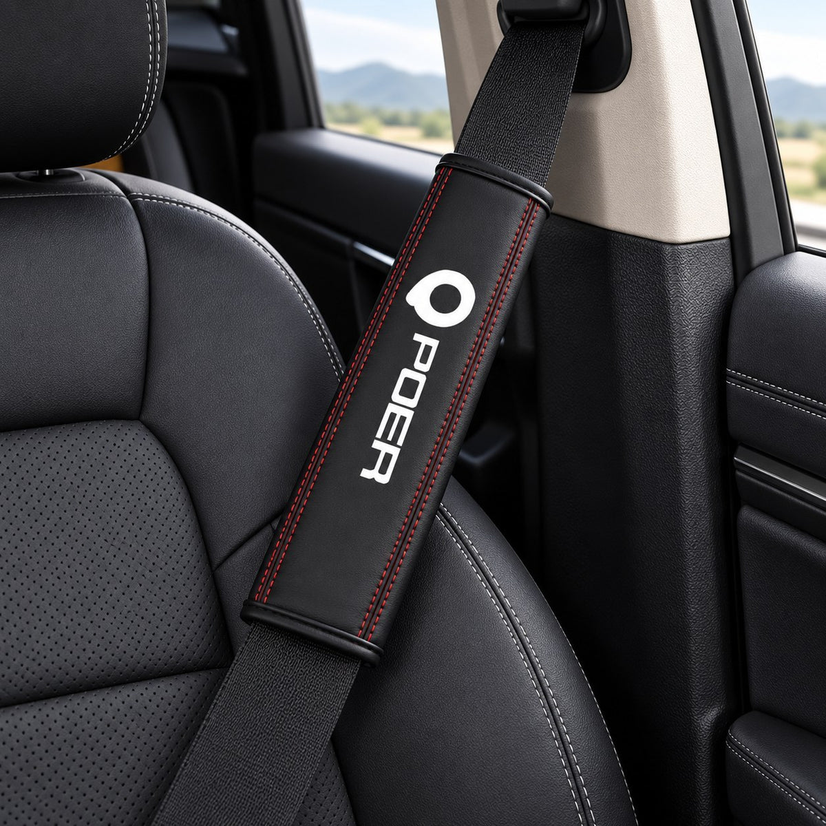 GWM Poer leather seat belt pad installed on car seat