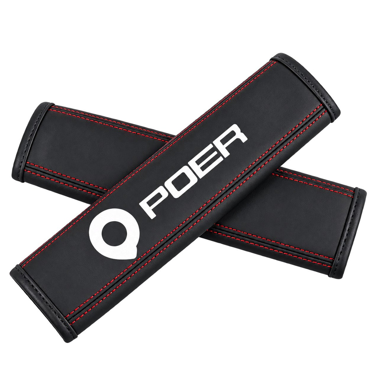 2Pcs black Nappa leather GWM Poer seat belt shoulder protectors