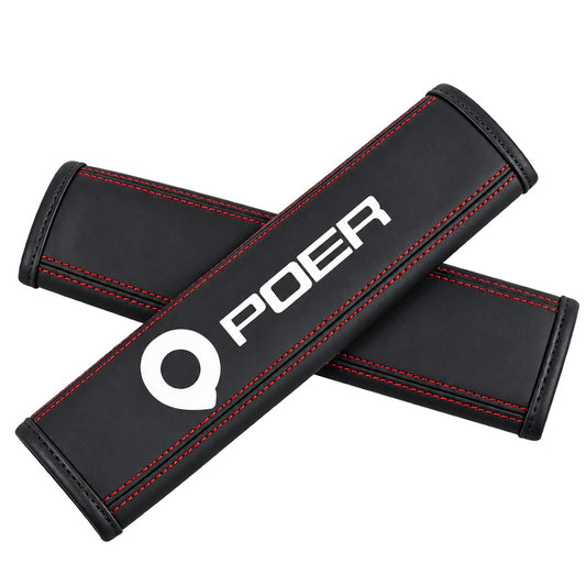 2Pcs black Nappa leather GWM Poer seat belt shoulder protectors