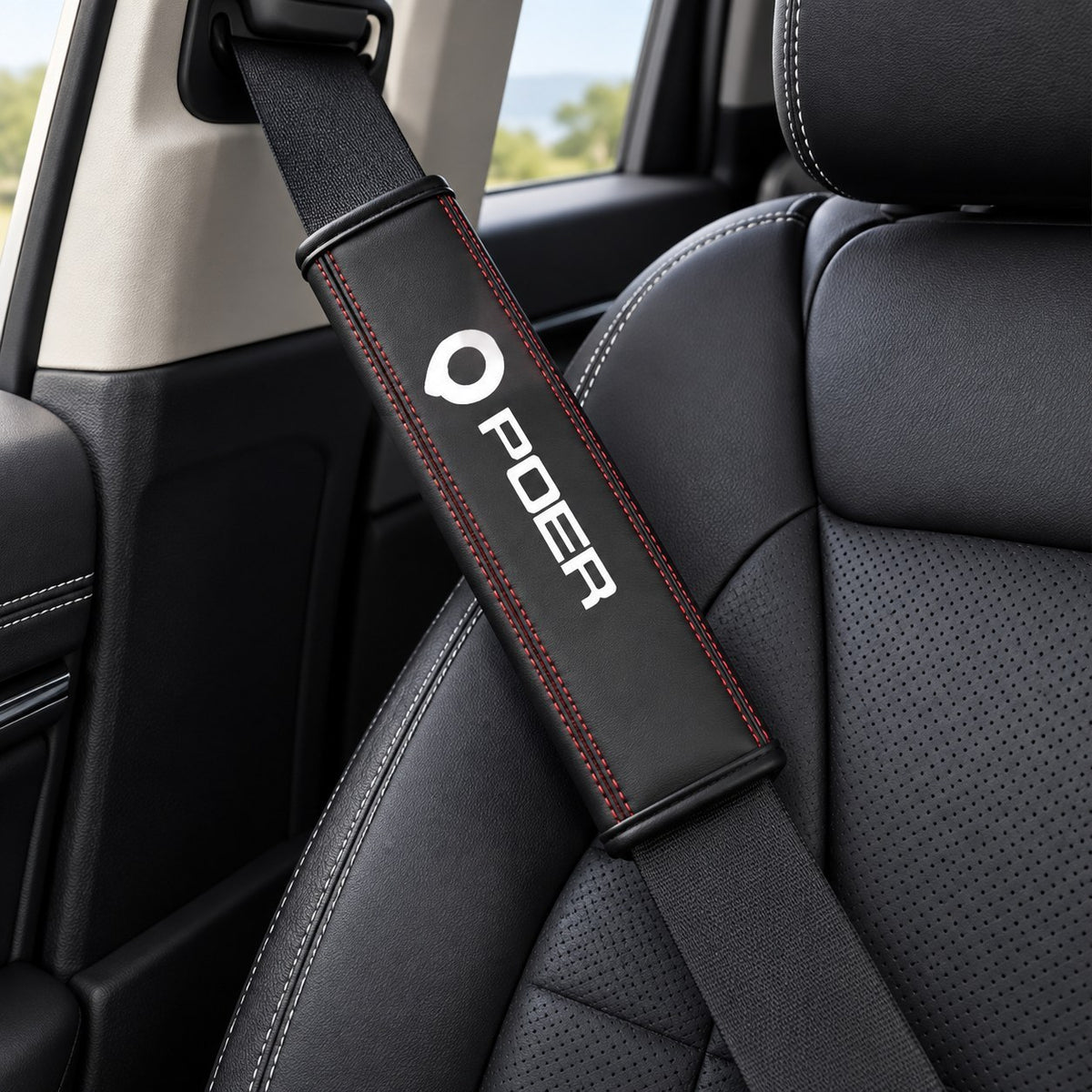 GWM Poer seat belt shoulder protector installed inside car
