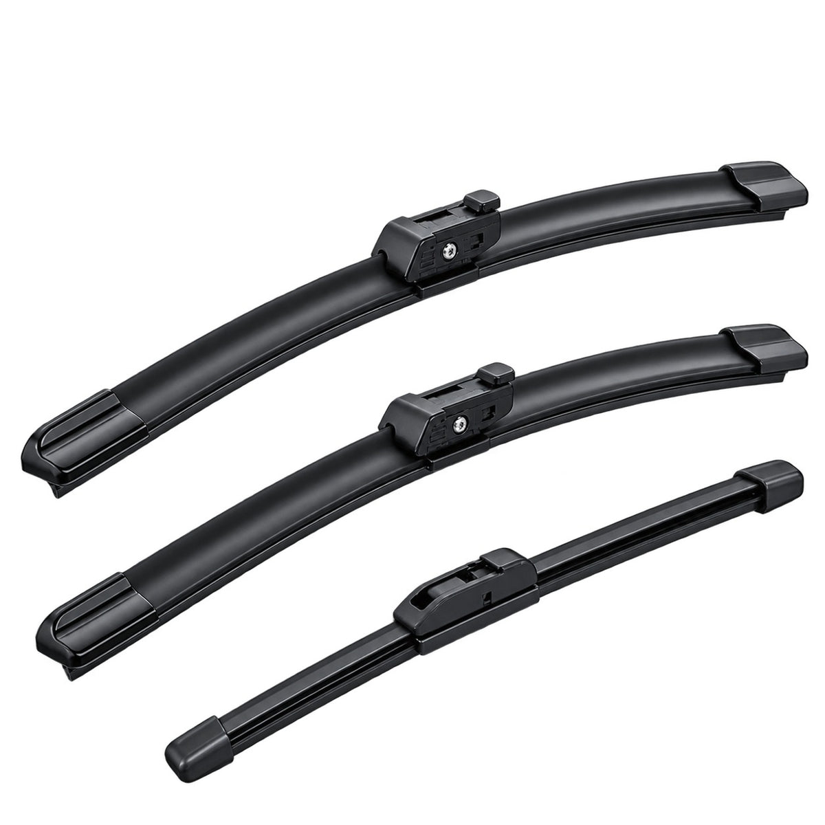 Three-piece silicone-coated windshield wiper blade set for GWM Great Wall Tank 300 2020-2026 LHD models