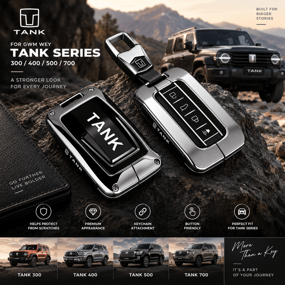 GWM TANK 300 400 500 700 car key case and remote cover with premium metallic design