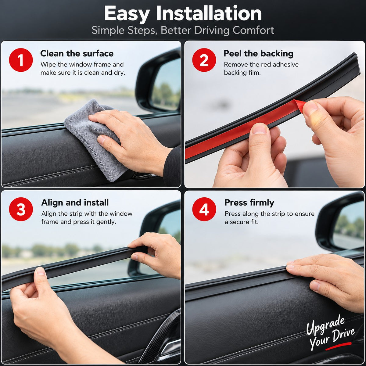GWM Tank 300 400 500 Car Window Sound Insulation Sealing Strip - Modified Window Glass Seal Upgrade Part