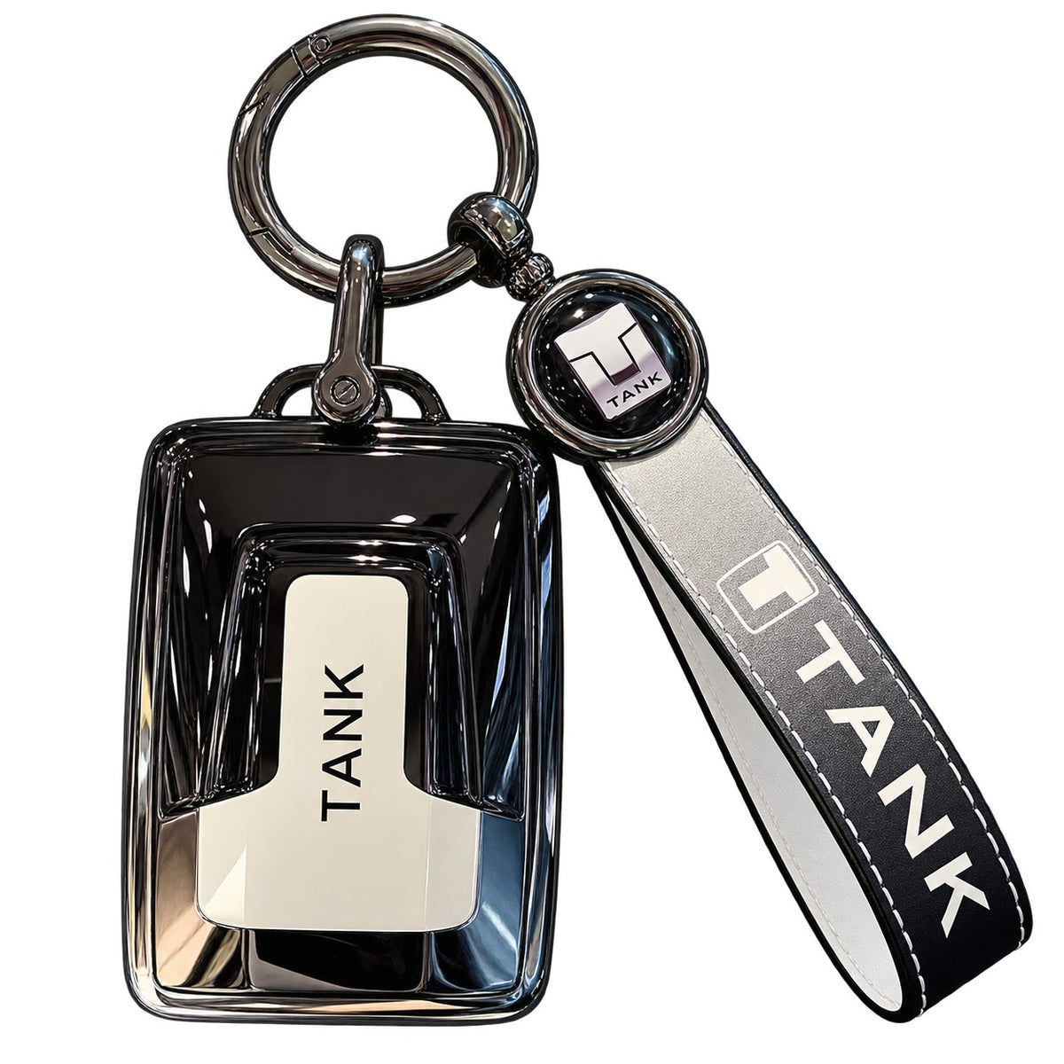 GWM TANK 300 500 TPU car key fob case cover with chain buckle and black cream TANK design