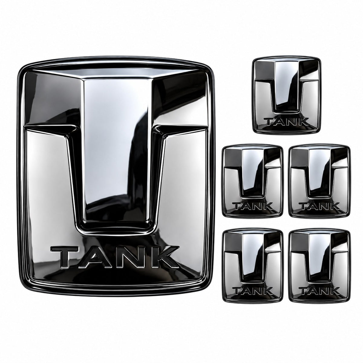 GWM TANK 300 6-piece black ABS TANK emblem Bright black badge set
