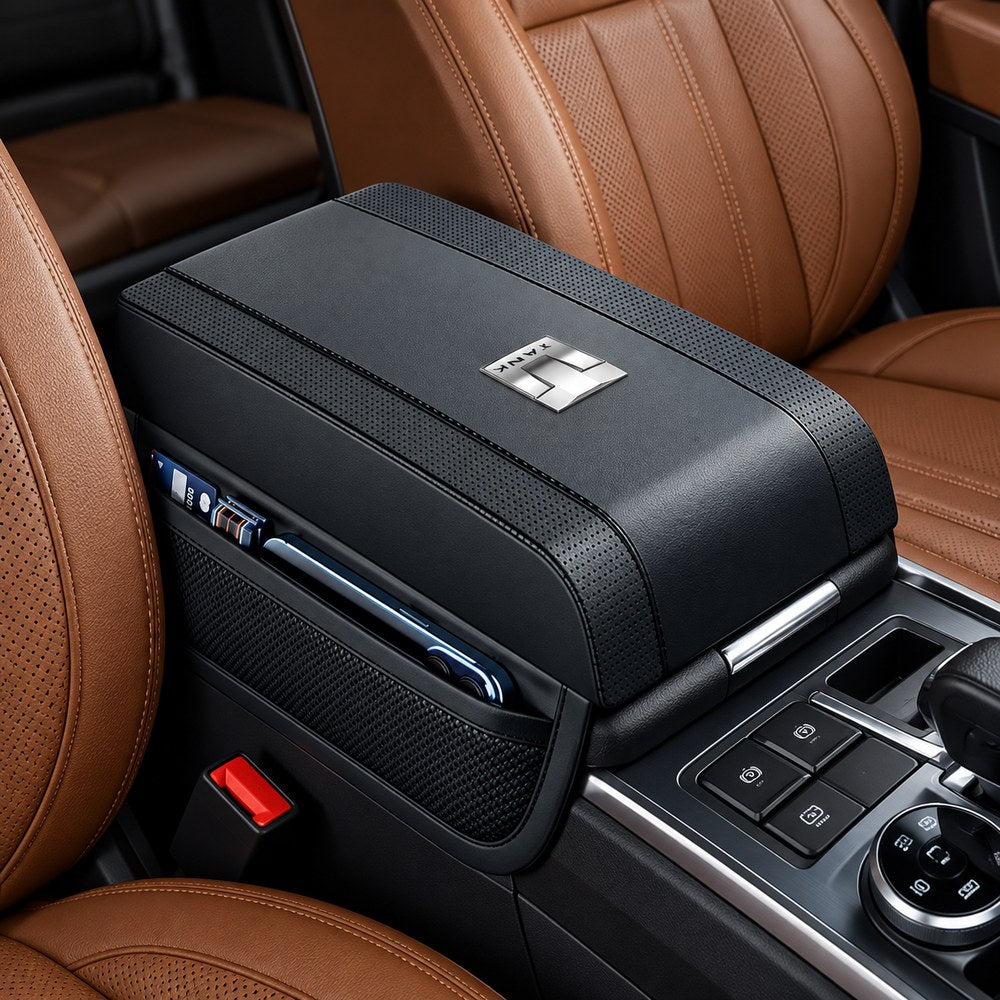 GWM Tank 300 leather central armrest protective cover installed inside car interior