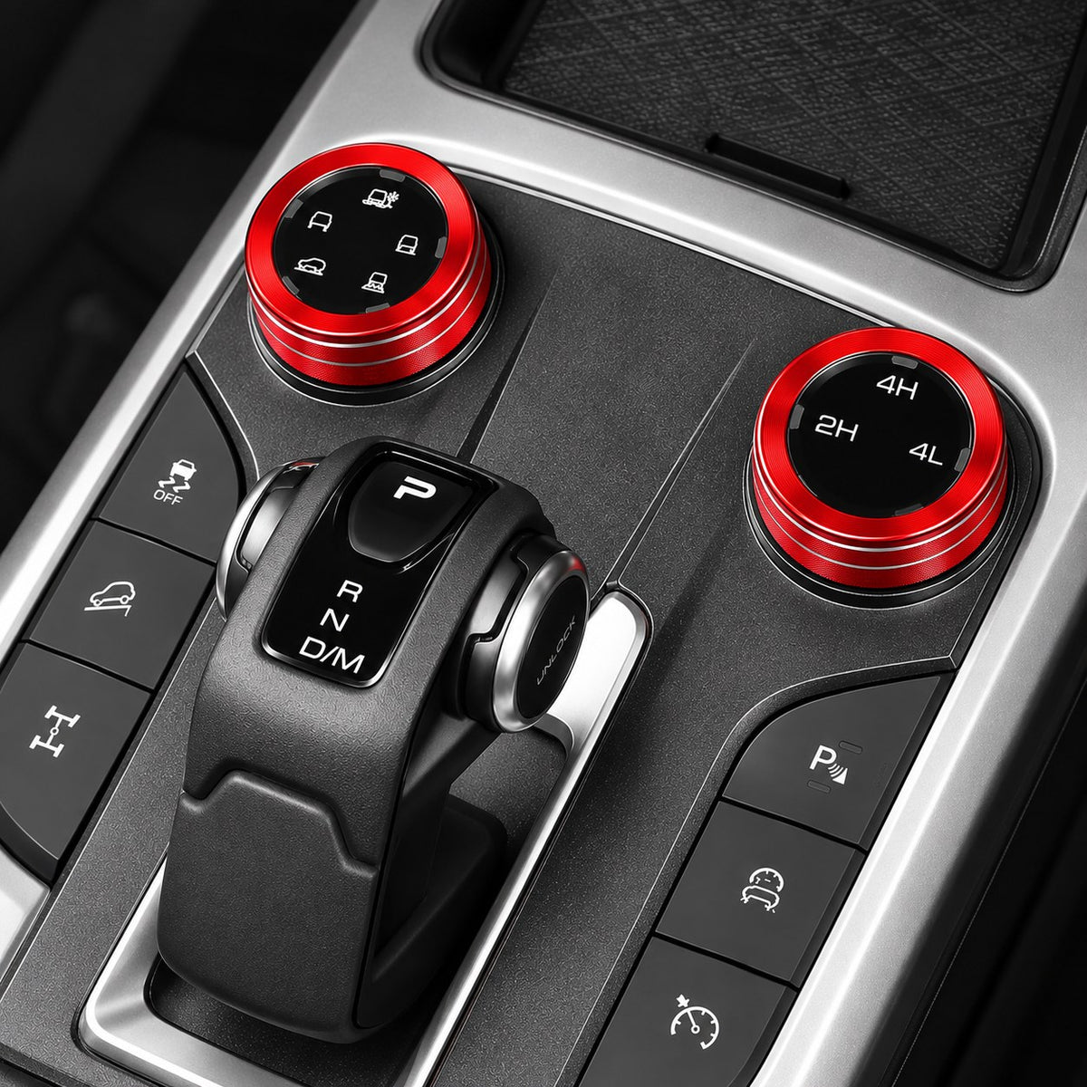 GWM TANK 300 central gear 4WD switch trim in red installed on the interior center console