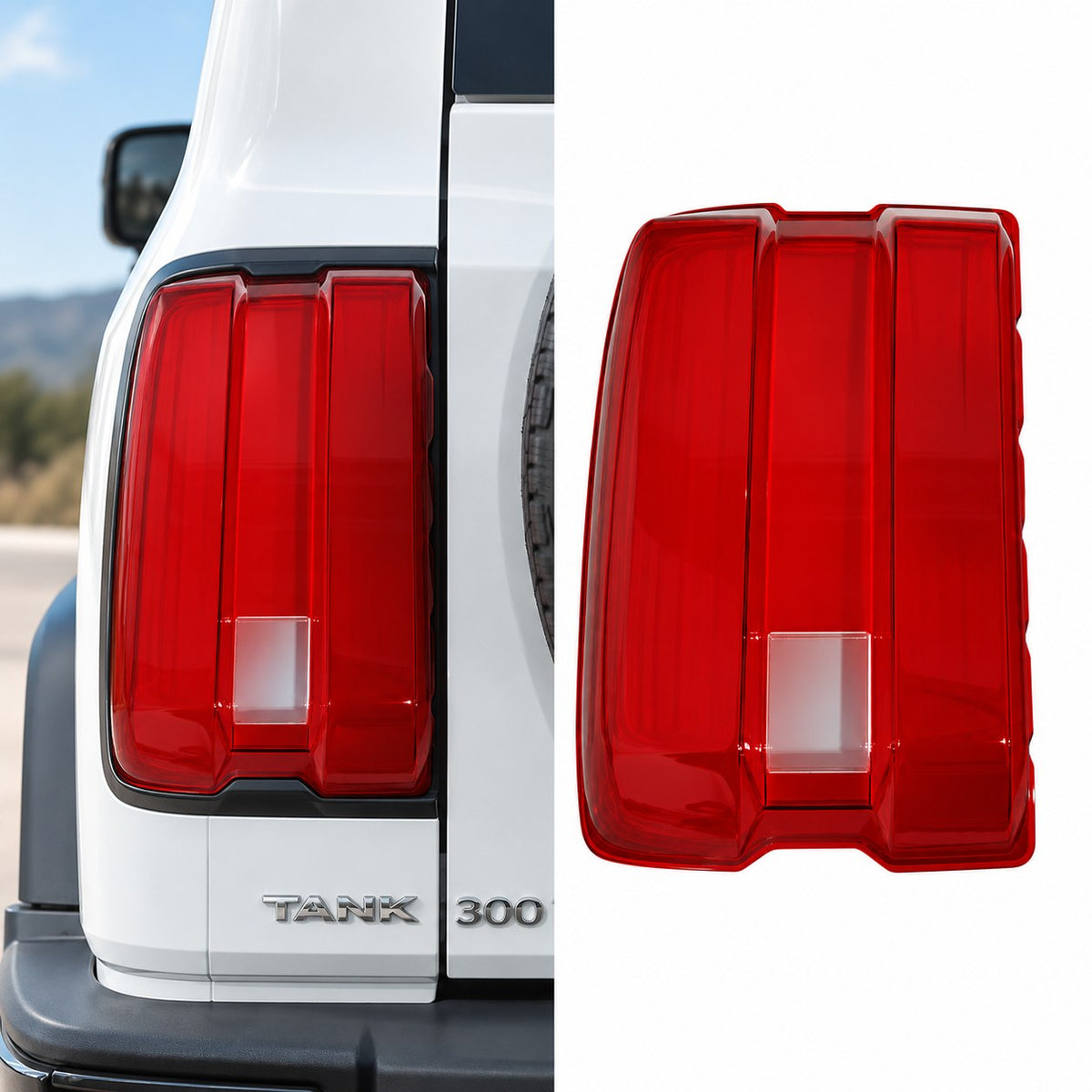 GWM Tank 300 rear tail light cover shell left driver side red outer housing