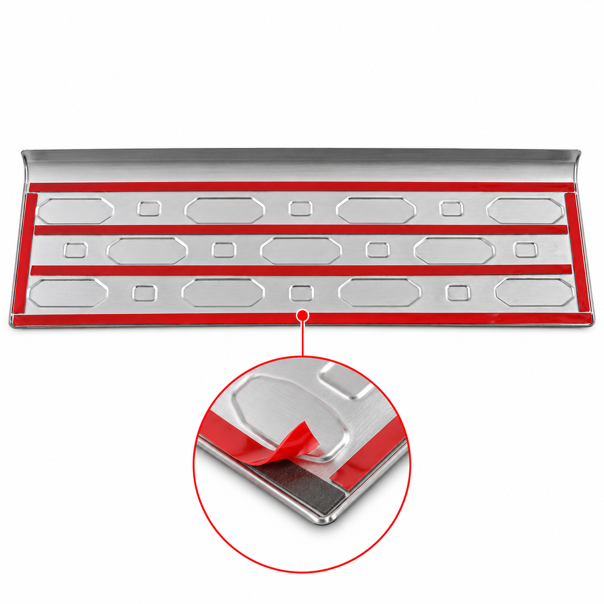 GWM Tank 300 rear trunk tailgate sill guard showing adhesive strips on the underside for installation