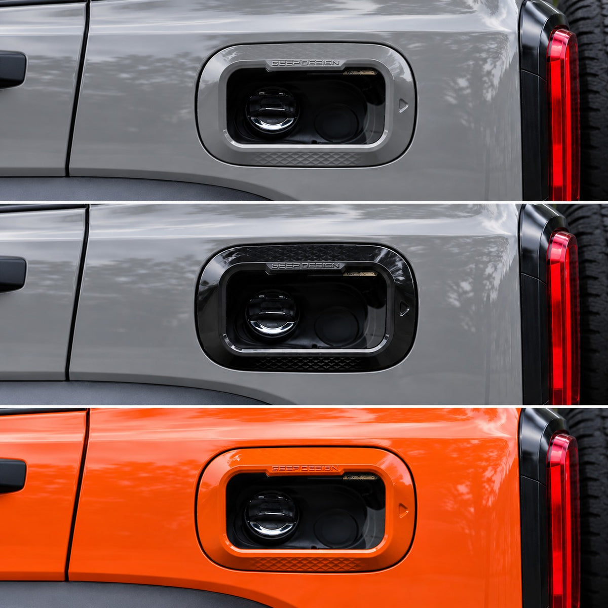 GWM Tank 300 Wide Body fuel tank cover shown in gray black and orange installed on the vehicle