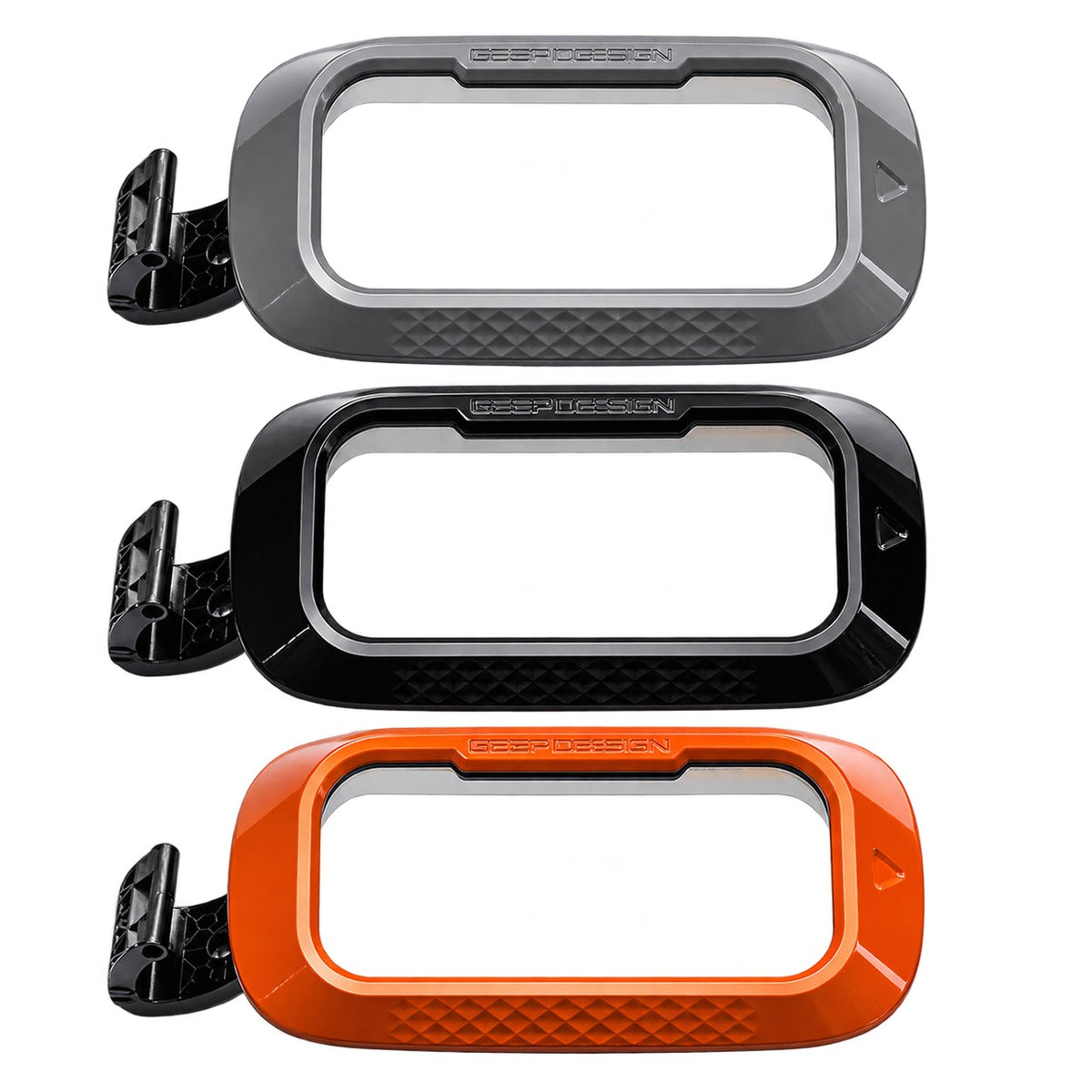 GWM Tank 300 Wide Body fuel tank covers in gray black and orange isolated on a transparent background