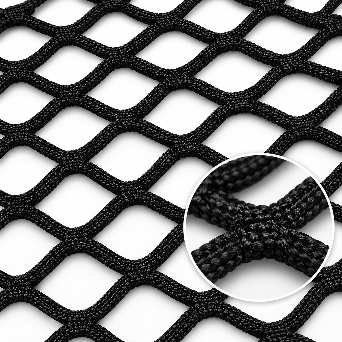 Close-up of the nylon mesh construction of the GWM Tank 500 Hi4-T trunk cargo storage net organizer