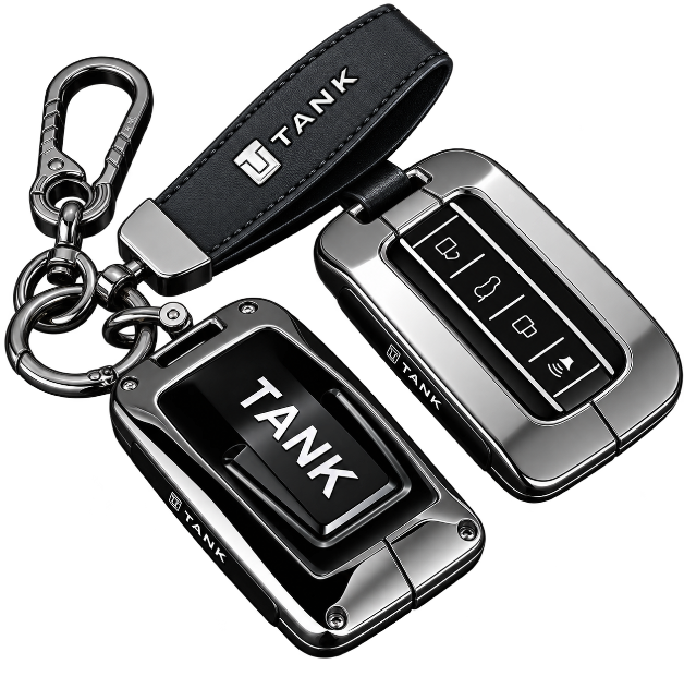 GWM TANK 300 400 500 700 car key case with Type-A black rope and keychain holde
