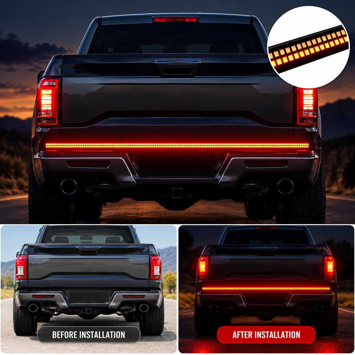 GWM Ute 2020-2024 and GWM Cannon 2025 tailgate LED light installed at night