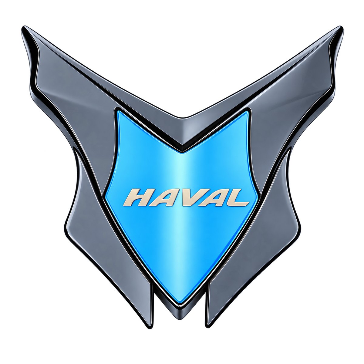 Haval black blue 3D metal emblem sticker with blue shield centre