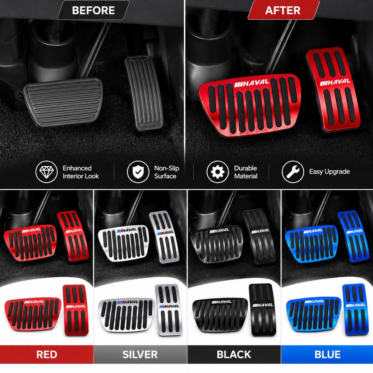 GWM Haval H6 pedal covers before and after installation