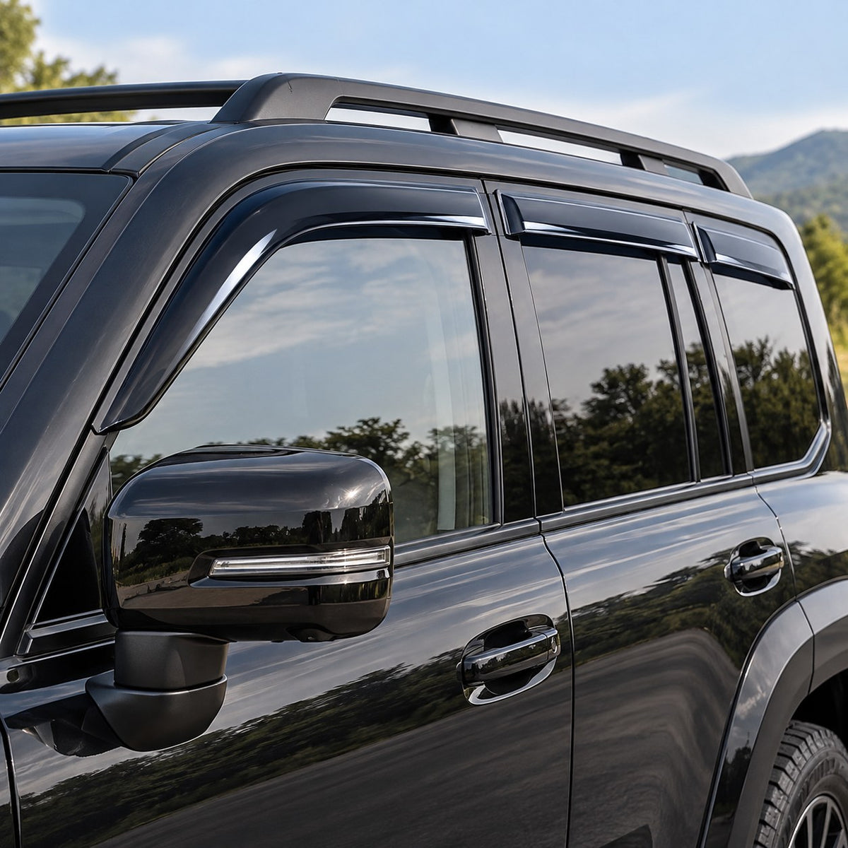 Haval H9 2024-2025 window sunshade rain cover trim installed front side view