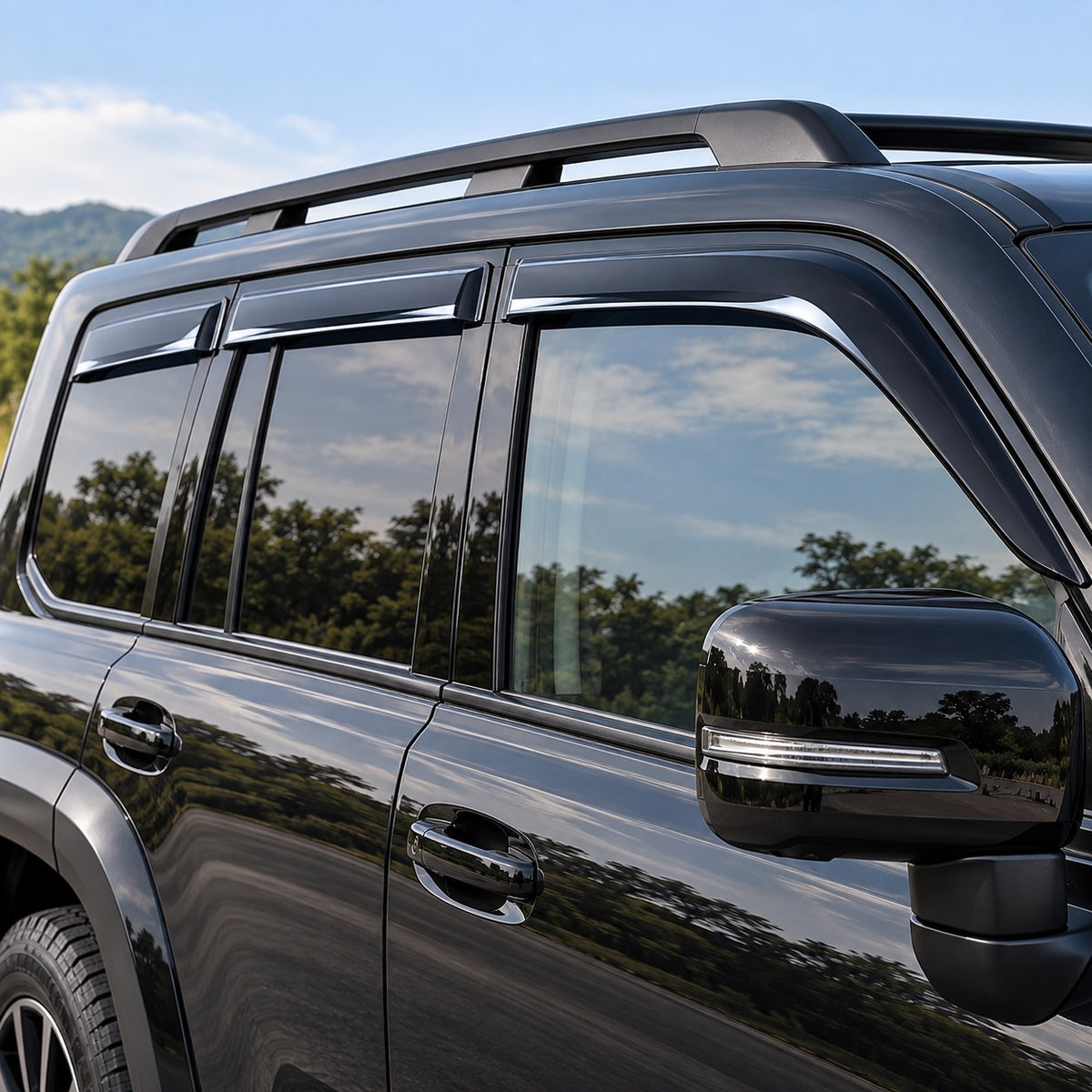 Haval H9 2024-2025 window sunshade rain cover trim installed opposite side view